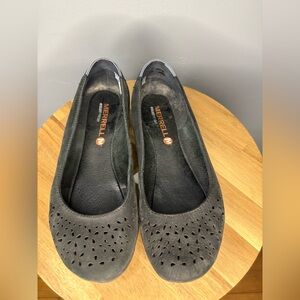 Merrell Mimix Haze Cut Out Black Leather Ballet Flats - Size 5